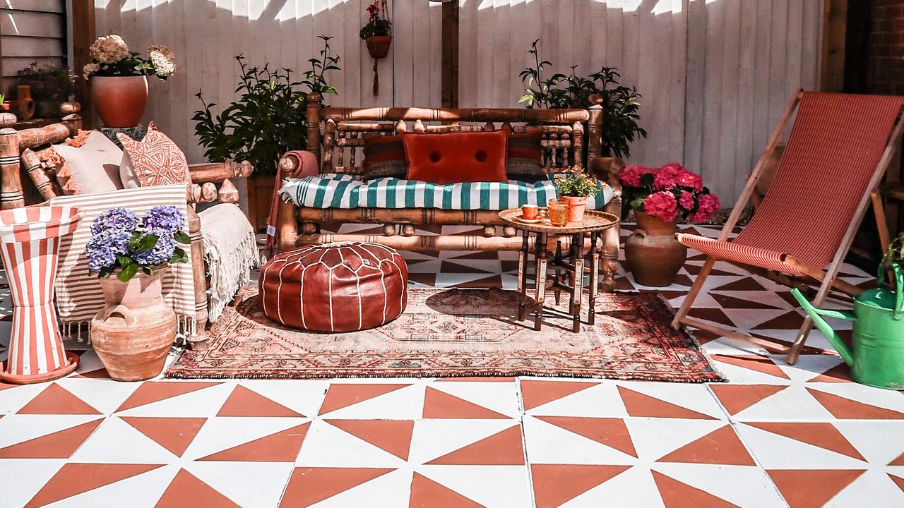 terracotta stencil patio makeover