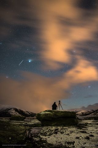 Astrophotographer Tommy Eliassen sent in a photo of a Geminid meteor taken Dec. 13, 2013, in Hemnesberget, Nordland, Norway.