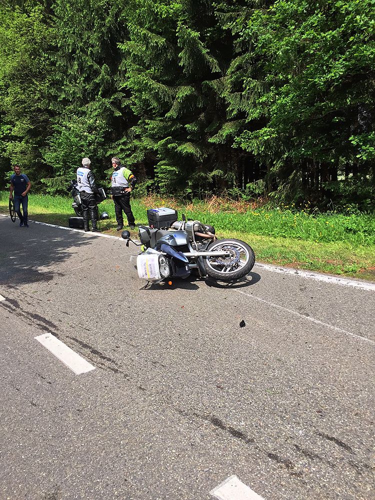 The motorcycle fallen