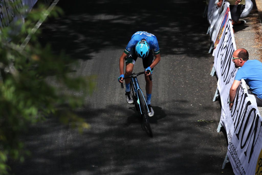 BURGOS SPAIN AUGUST 03 Sergio Garca Gonzalez of Spain and EoloKometa Cycling Team during the 43rd Vuelta a Burgos 2021 Stage 1 a 161km stage from BurgosCatedral to BurgosAlto del Castillo 980m VueltaBurgos BurgosCycling CapitalMundialdelCiclismo catedral2021 on August 03 2021 in Burgos Spain Photo by Gonzalo Arroyo MorenoGetty Images