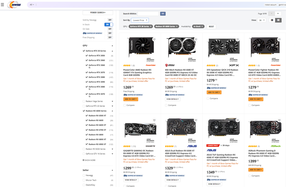 Screengrab from GPU supply