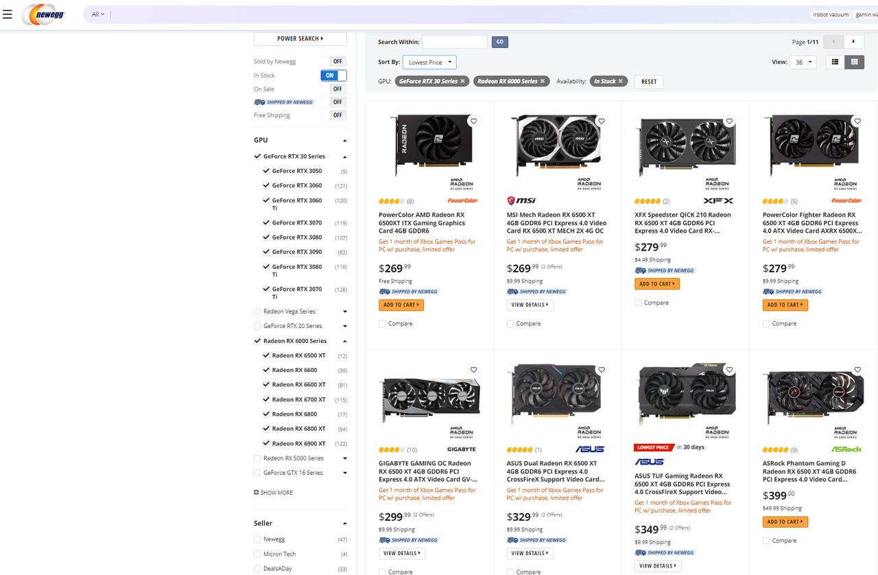 Screengrab from GPU supply