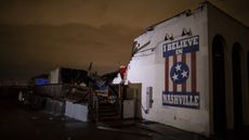 A mural reading "I believe in Nashville" remains intact on a collapsed wall in the East Nashville neighborhood on March 3, 2020 in Nashville, Tennessee. 
