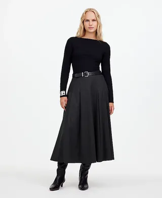 madewell, Flannel Pleated Maxi Skirt