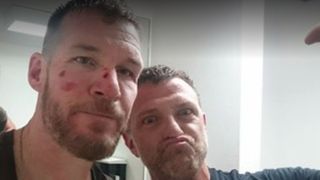 A picture of Commerford and Wakrat after their "fight"