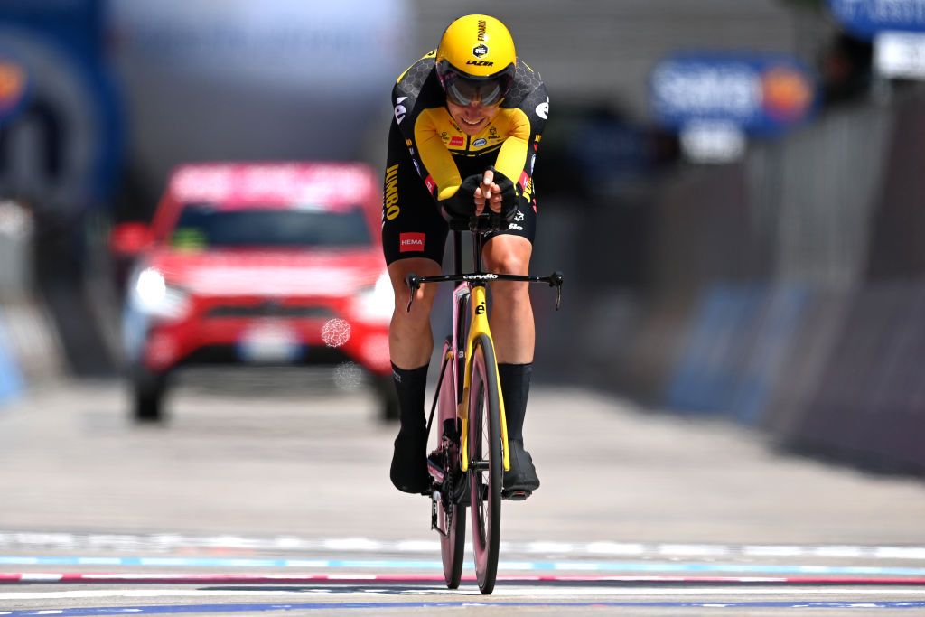 MILAN ITALY MAY 30 Edoardo Affini of Italy and Team Jumbo Visma at arrival during the 104th Giro dItalia 2021 Stage 21 a 303km Individual Time Trial stage from Senago to Milano ITT UCIworldtour girodiitalia Giro on May 30 2021 in Milan Italy Photo by Stuart FranklinGetty Images