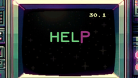 Screen with the word Help on it