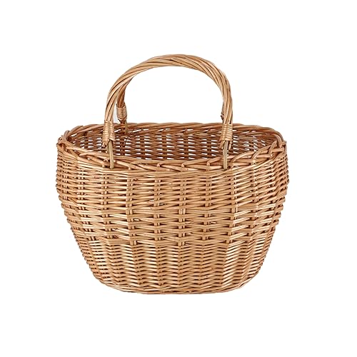 Jjsq Wicker Picnic Basket With Handles Woven Garden Harvest Market Basket Wicker Flower Basket for Storage Easter
