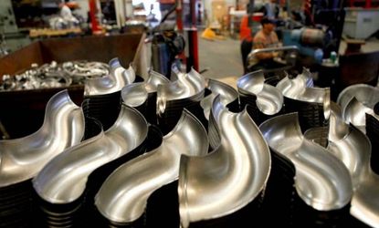 A pipe-making factory in California: U.S. factory orders rose significantly less than expected.