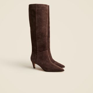 J.Crew, neue kniehohe Stevie-Schlupfstiefel aus italienischem Leder mit Schlangenprägung