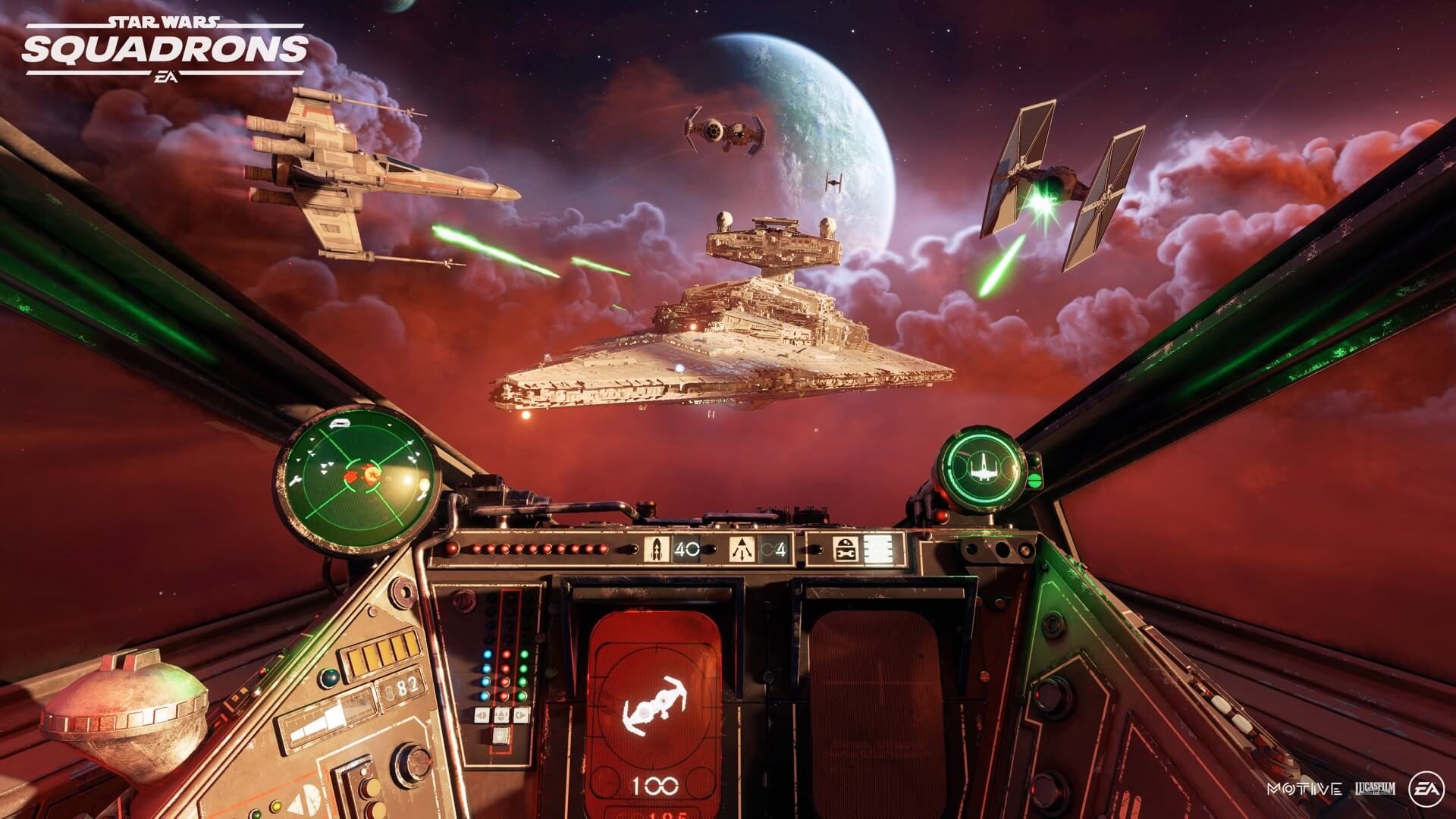 Star Wars Squadrons Screenshot_looking out of spaceship cockpit onto space battle