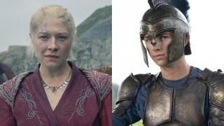 Emma D'Arcy as Rhaenyra in House of the Dragon and Walker Scobell as Percy in Percy Jackson and the Olympians