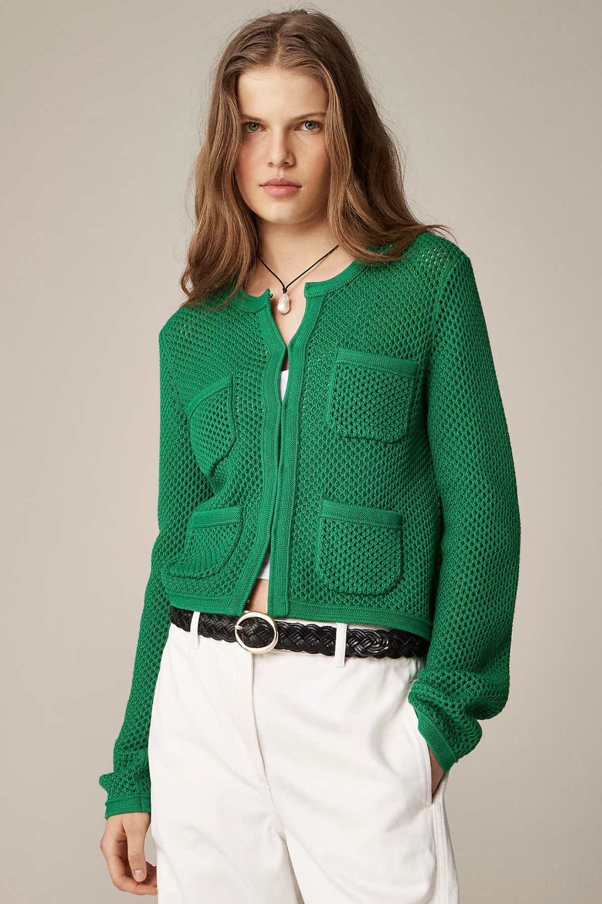 J.Crew Open Pointelle-Stitch Cardigan