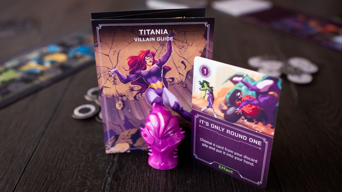 Marvel Villainous: Twisted Ambitions Titania mover, villain guide, and tokens