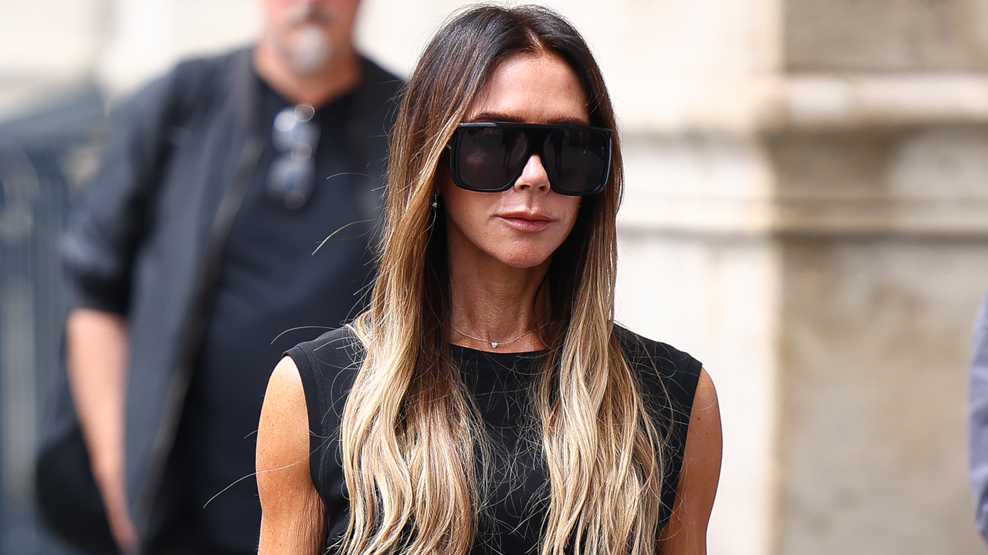 Victoria Beckham traded a Herm&egrave;s Birkin for a woven beach bag from Loro Piana on vacation in Ibiza