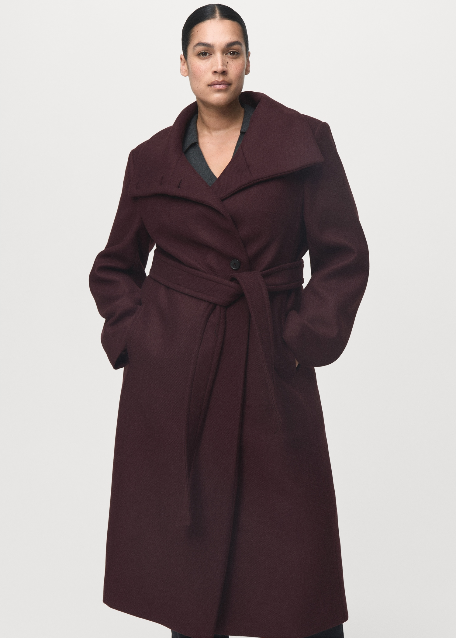 Mango Manteco Wool Coat With Belt 