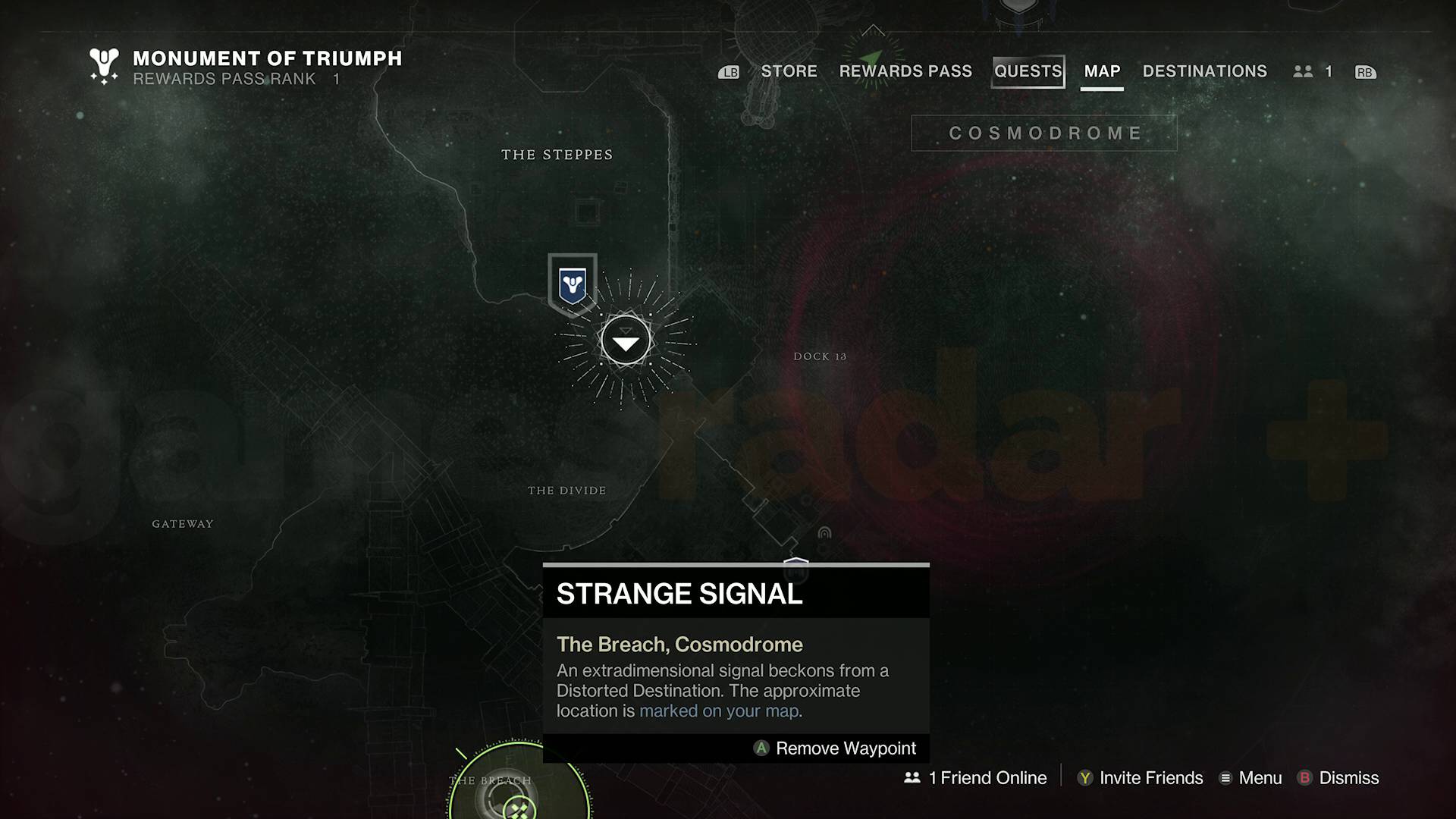 Destiny 2 Strange Signal area for the Distortions quest leading to The Breach in the Cosmodrome