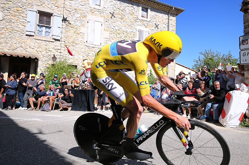 Chris Froome negotiates a corner during stage 13 at the Tour de France