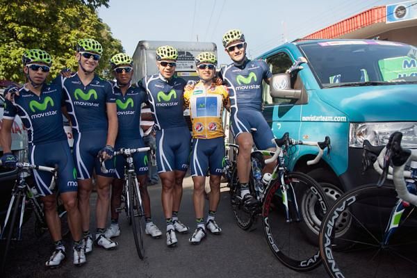 Vuelta a Costa Rica leader Gregory Brenes and his Movistar teammates.