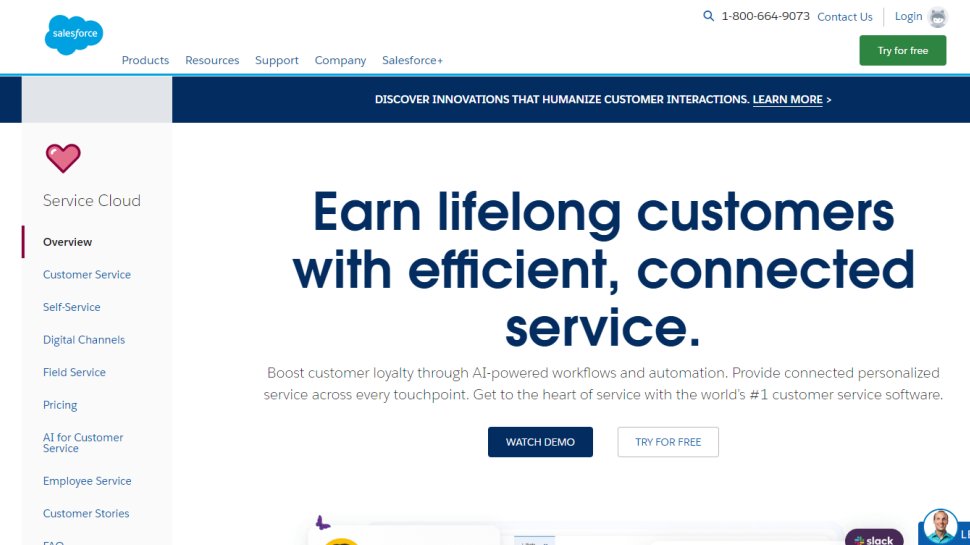 Tangkapan layar situs web untuk Salesforce Service Cloud