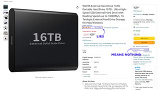 Amazon SSD listing