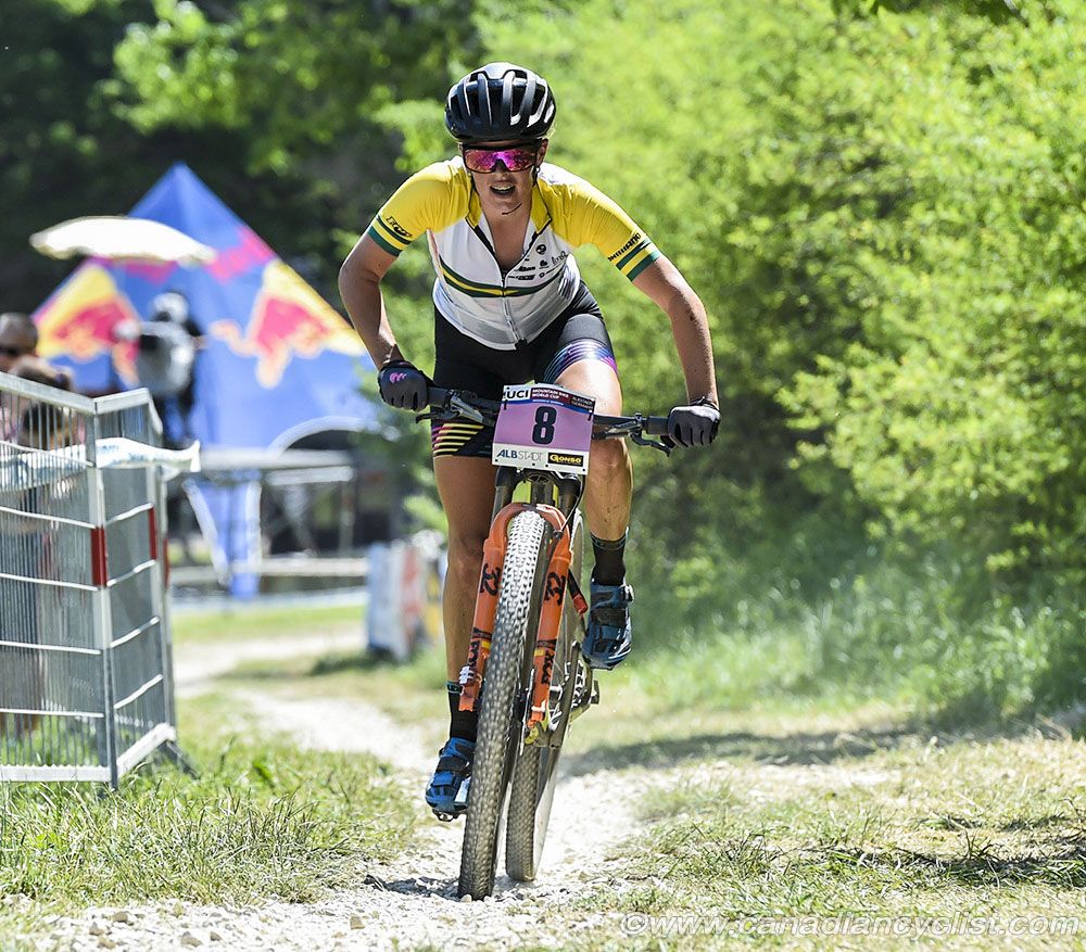 Australian champion Rebecca Henderson riding to fifth