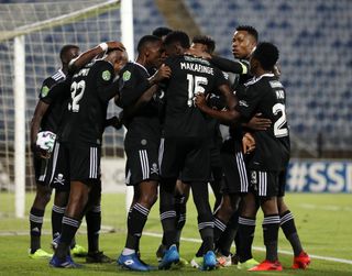 Orlando Pirates players celebrates during the Nedbank Cup Last 16