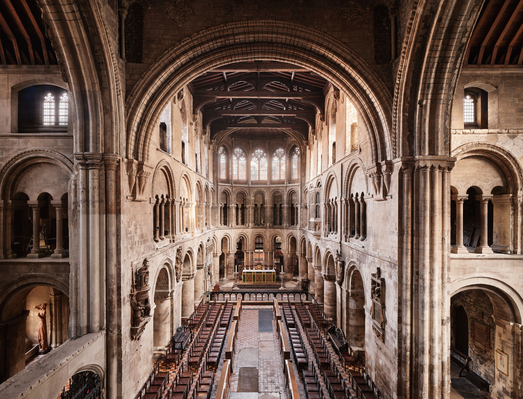 Fig 1: The interior of St Bartholomew’s viewed from the central crossing. The far turning bays are a re-creation of the Romanesque apse. St Bartholomew&#039;s Church, City of London. ©Will Pryce for Country Life