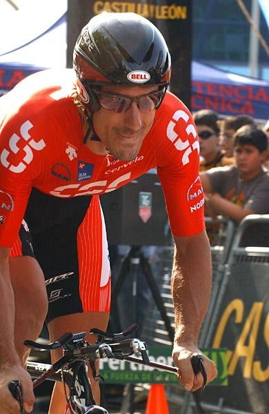 Fabian Cancellara (CSC) finished a very close 2nd place.