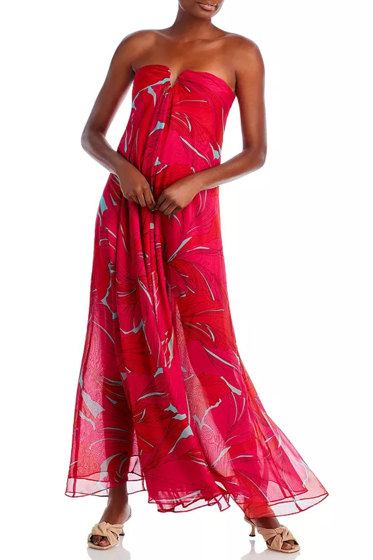 Cult Gaia Janelle Strapless Printed Gown