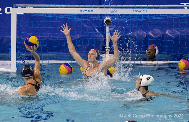 A water polo shot taken at the Olympics on the Canon EOS R3