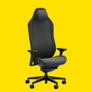 Fractal Design Refine gaming office chair against a yellow background