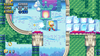 Super Sonic in Press Garden Zone in Sonic Mania