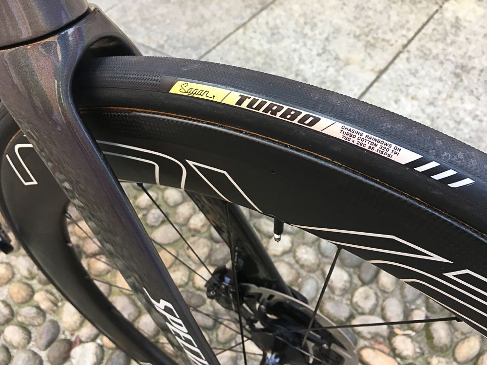 Specialized 'Sagan' Turbos, of course. Sagan uses 26mm tyres.