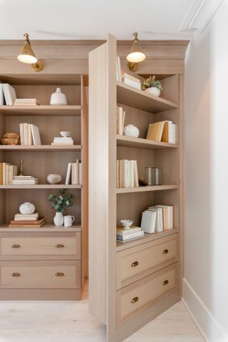 a hidden bookshelf door opening