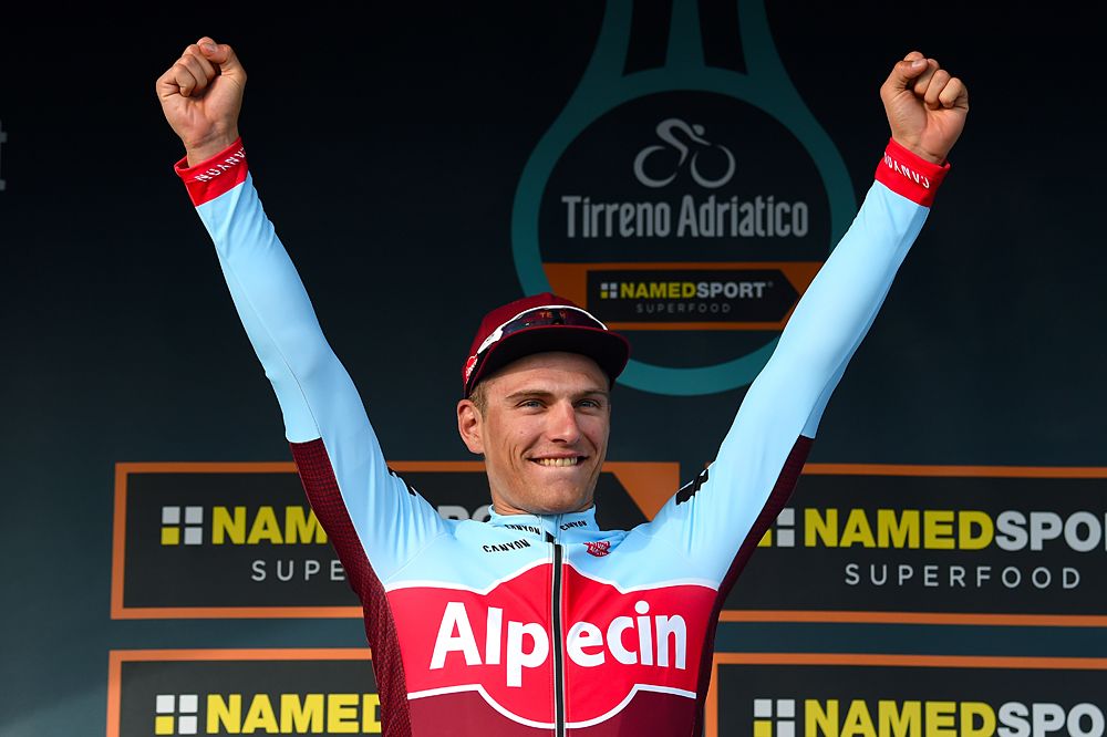 Marcel Kittel celebrates his win at stage 2 of Tirreno-Adriatico