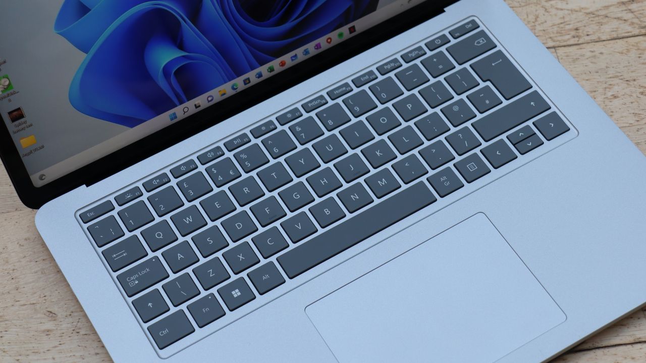 A closeup of the Microsoft Surface Studio Laptop's keyboard