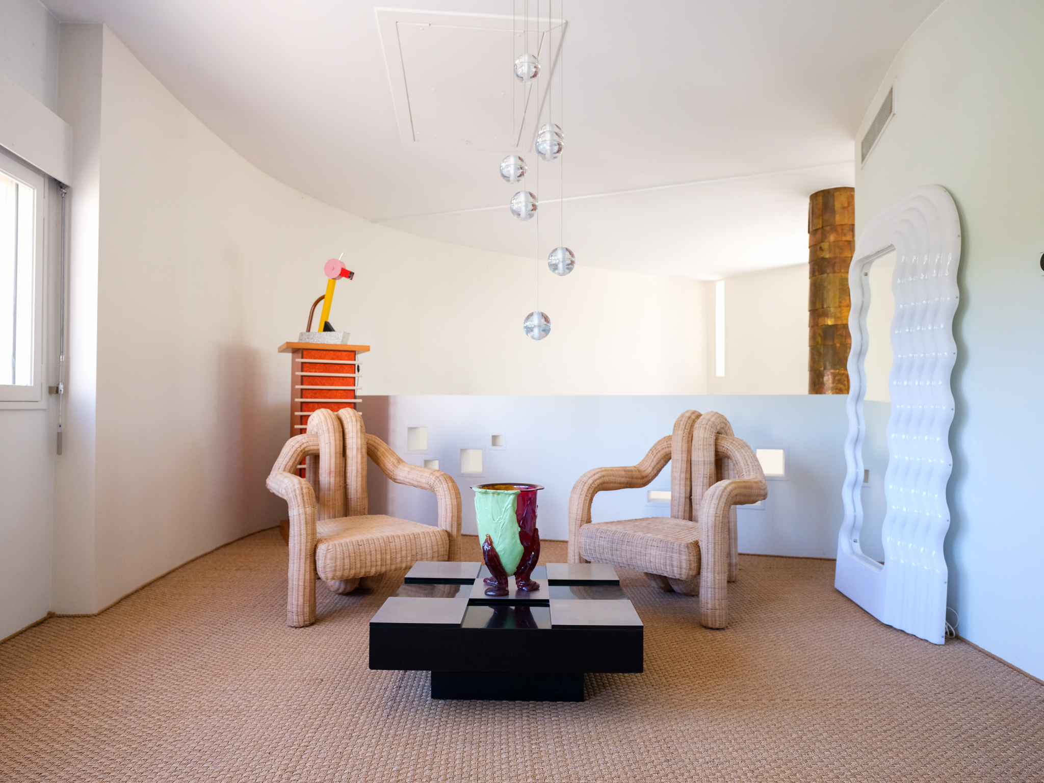 view of the interior of a modernist house with a minimal interior located in arles france