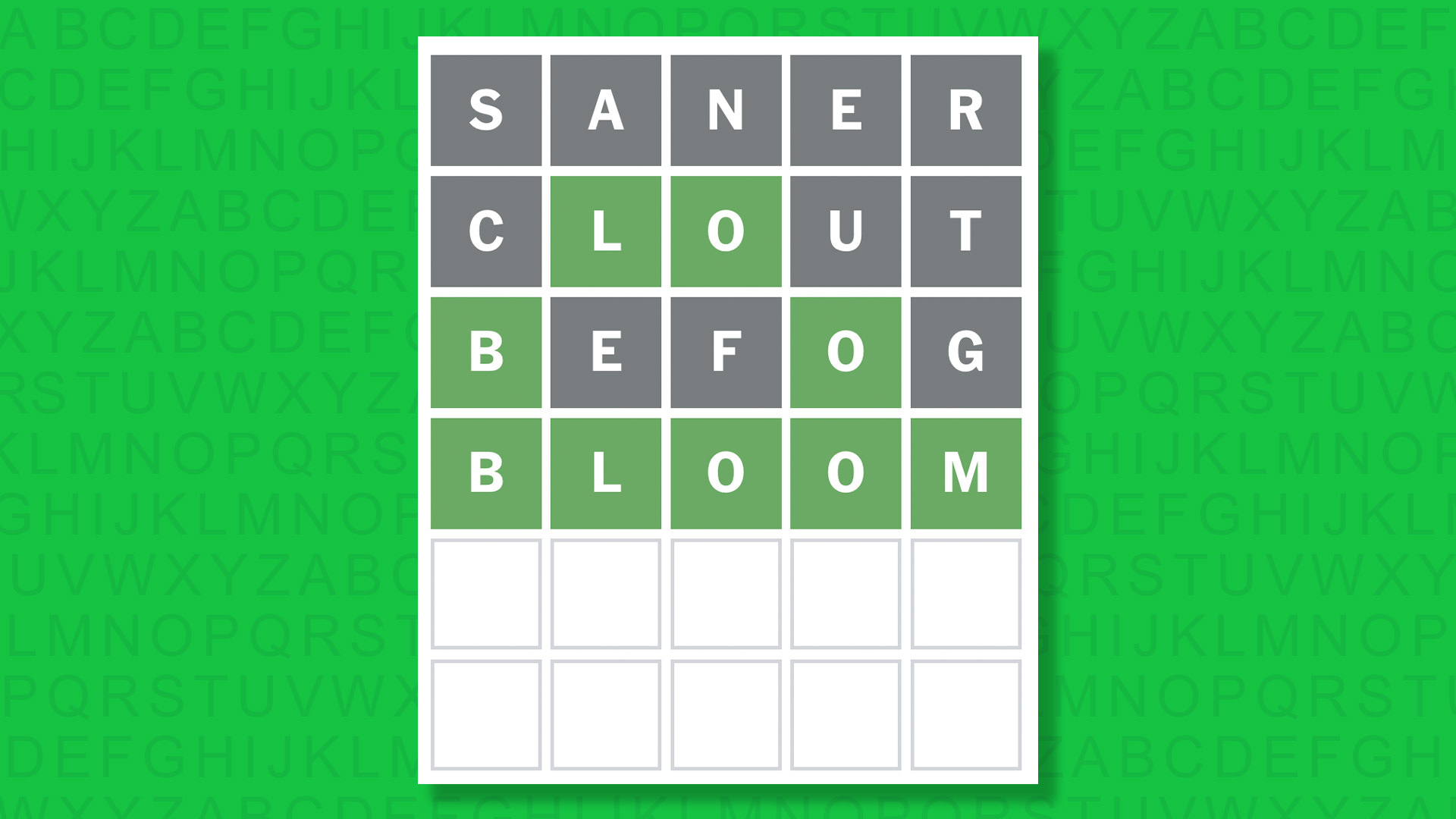 NYT Wordle answer for game 1701 on a green background