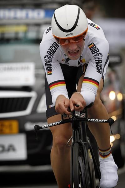 Maximilian Schachmann (Germany) en route to a bronze medal in the junior men's time trial world championship.