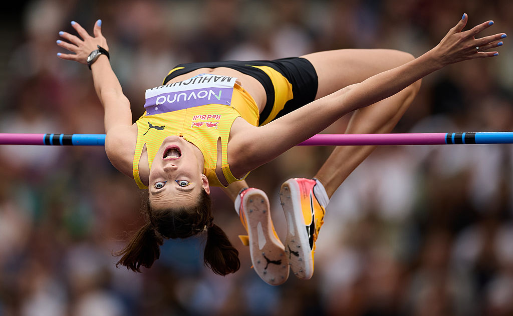 Yaroslava Mahuchikh of Team Ukraine competes in the Women's High Jump Final during the Novuna London Athletics Meet
