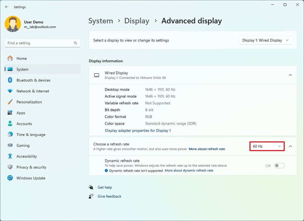 Change refresh rate