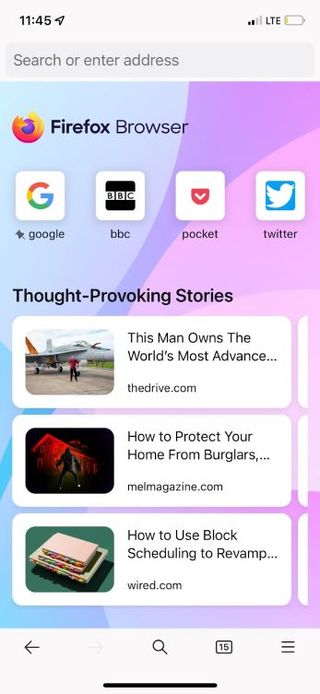 Firefox browser wallpaper on mobile