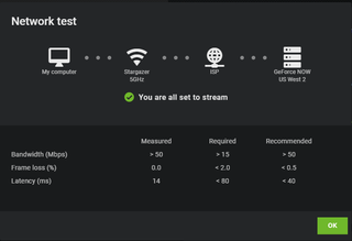 GeForce Now network test