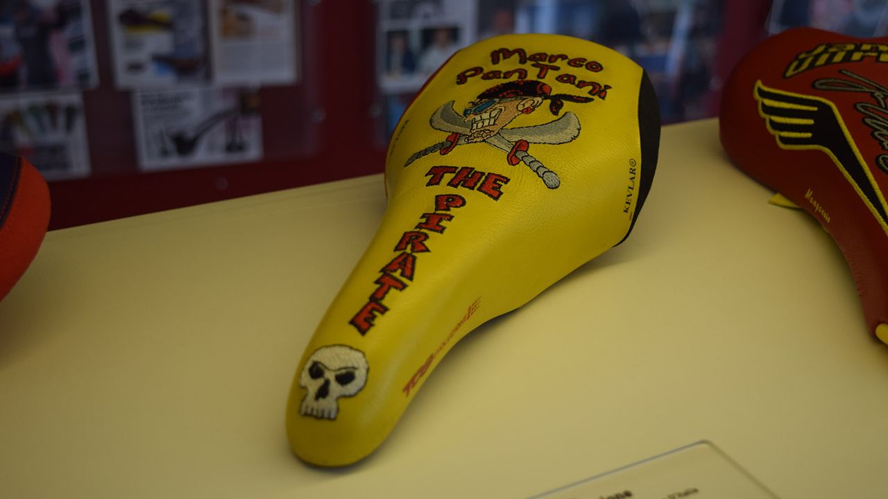 Possibly one of the most famous racing saddles in history: Marco Pantani's The Pirate