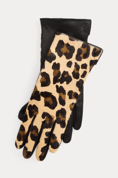 Polo Ralph Lauren, Leopard Print Leather Gloves