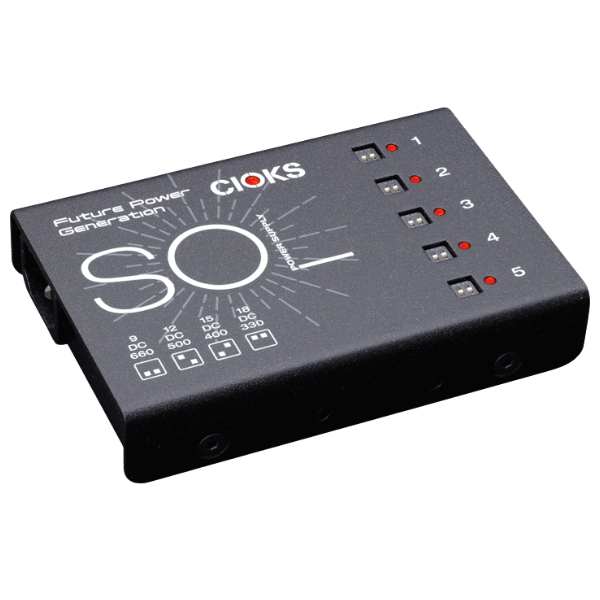A Cioks Sol pedalboard power supply