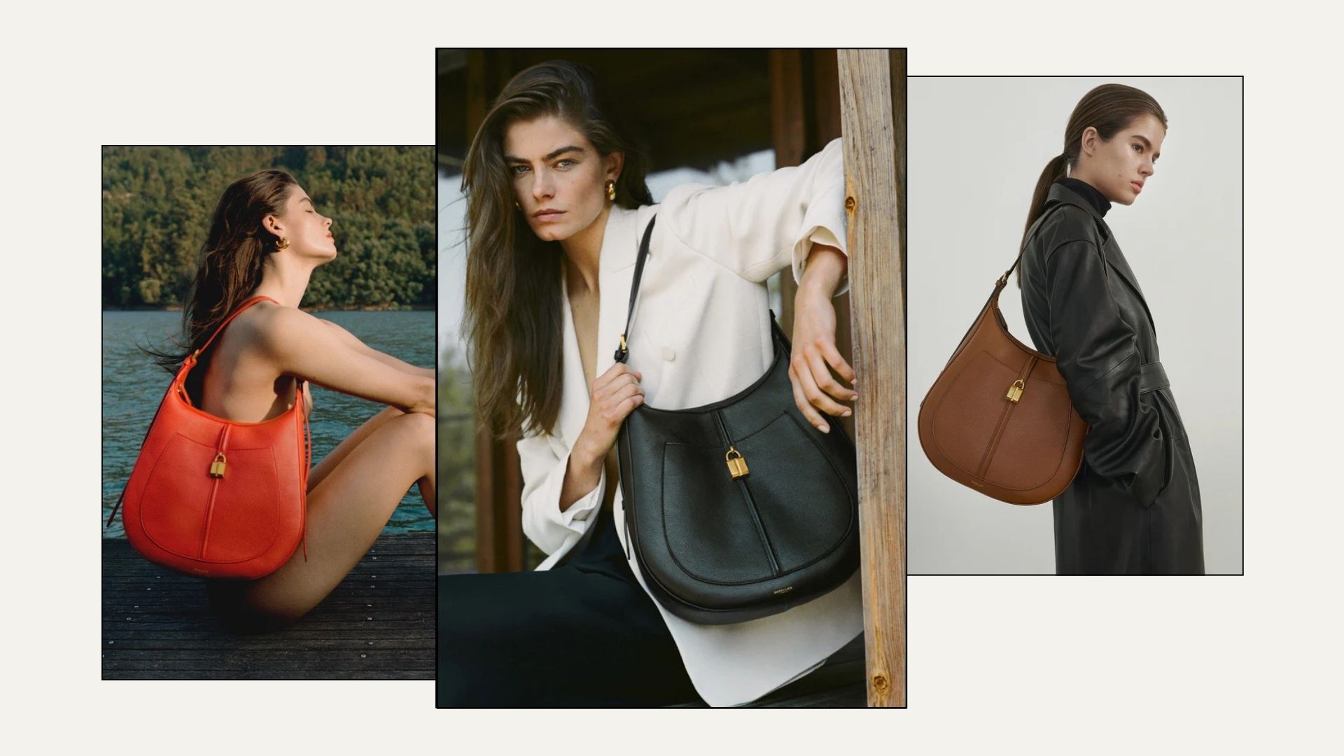 Three women carrying the DeMellier Siena Hobo bag
