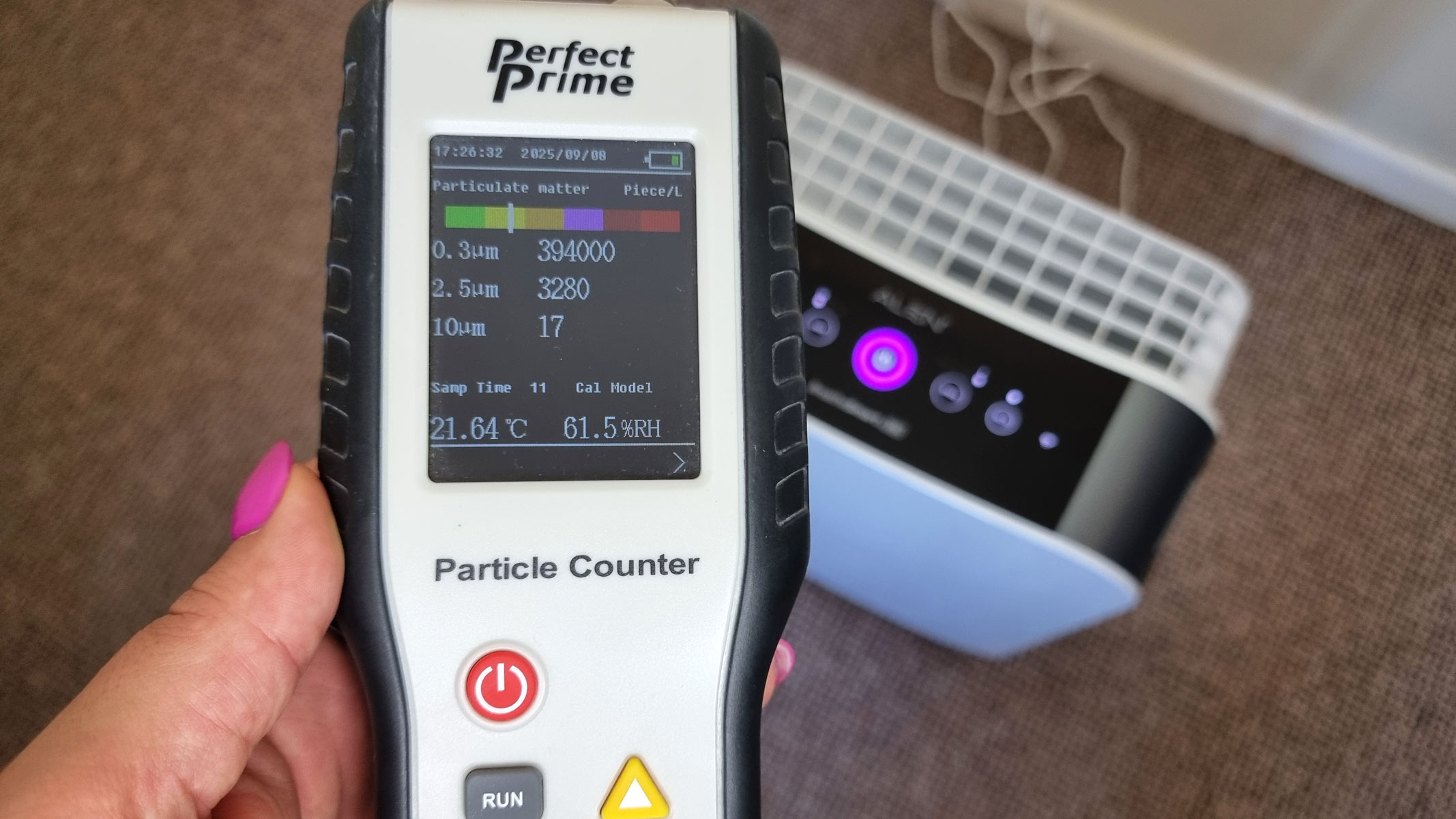 Alen BreatheSmart 35i air purifier being tested by our reviewer