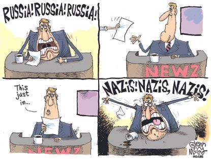 Political cartoon U.S. Mainstream media Russia investigation Nazis liberal bias